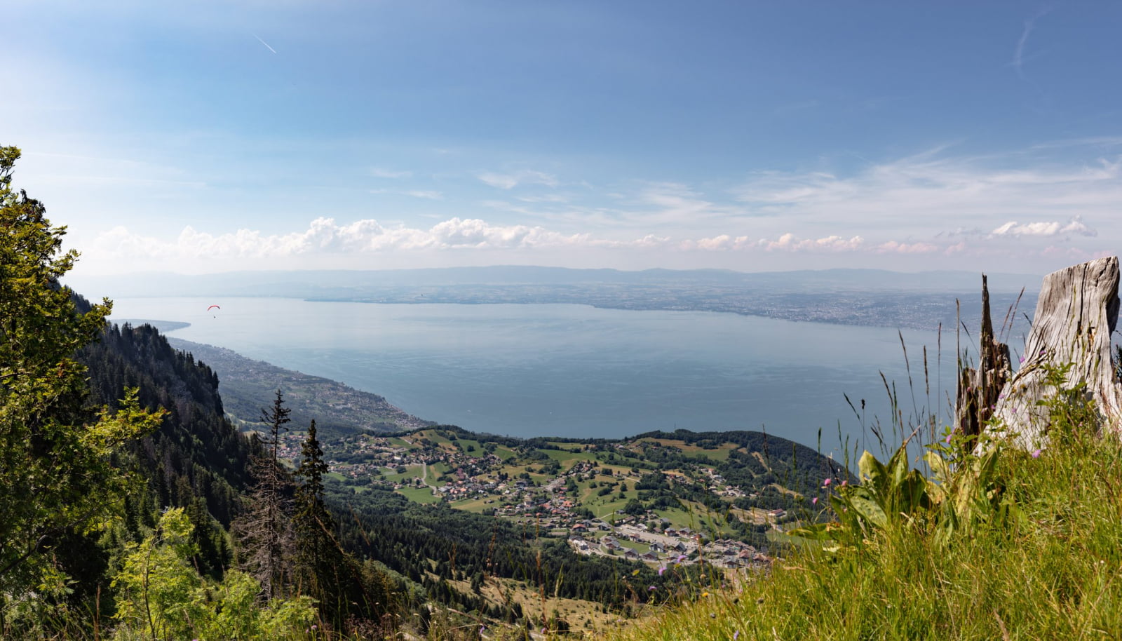 Vue sur Evian et le lac Léman depuis le promontoire de Hucel - Thollon-les-Mémises