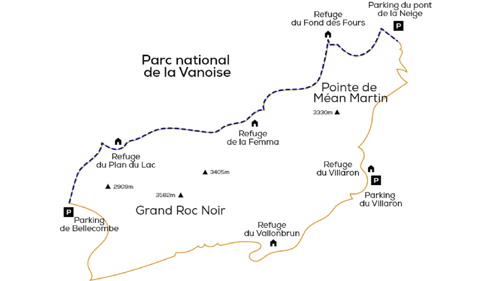 Carte décrivant l'itinéraire de la randonnée