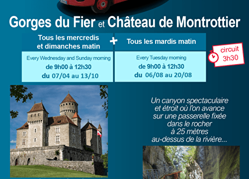 Découverte des Gorges du Fier et du Château de Montrottier Du 23/8/2023 au 20/8/2024